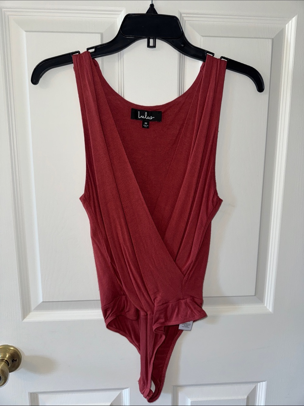Lulus Deep V Wrap Bodysuit - Red/Pink